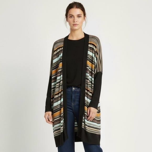 Missoni Sweaters - Vintage Missoni Colourful Striped Wool Blend Open Duster Cardigan - 14/L-XL 🇮🇹